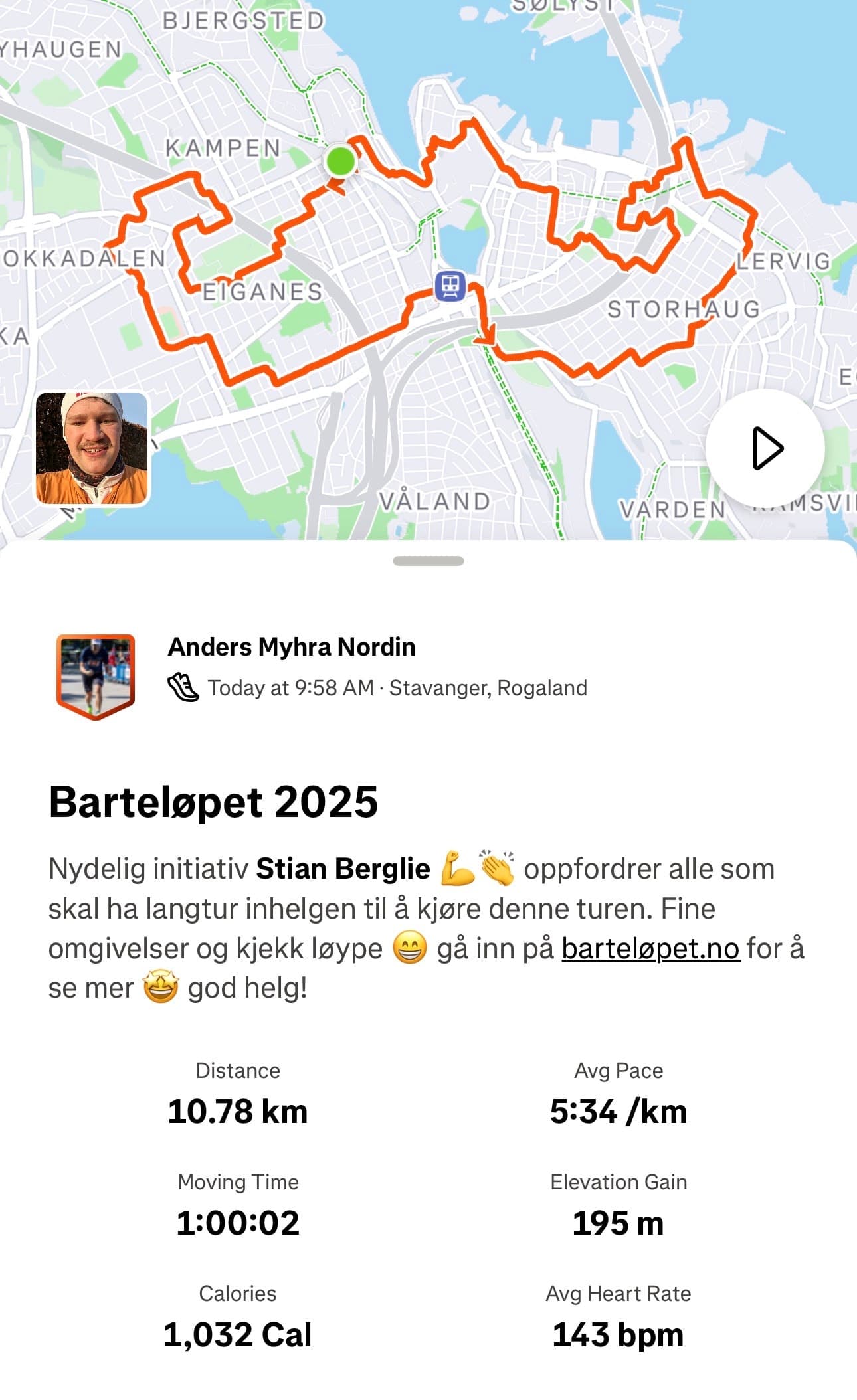 Anders Myhra Nordins løp