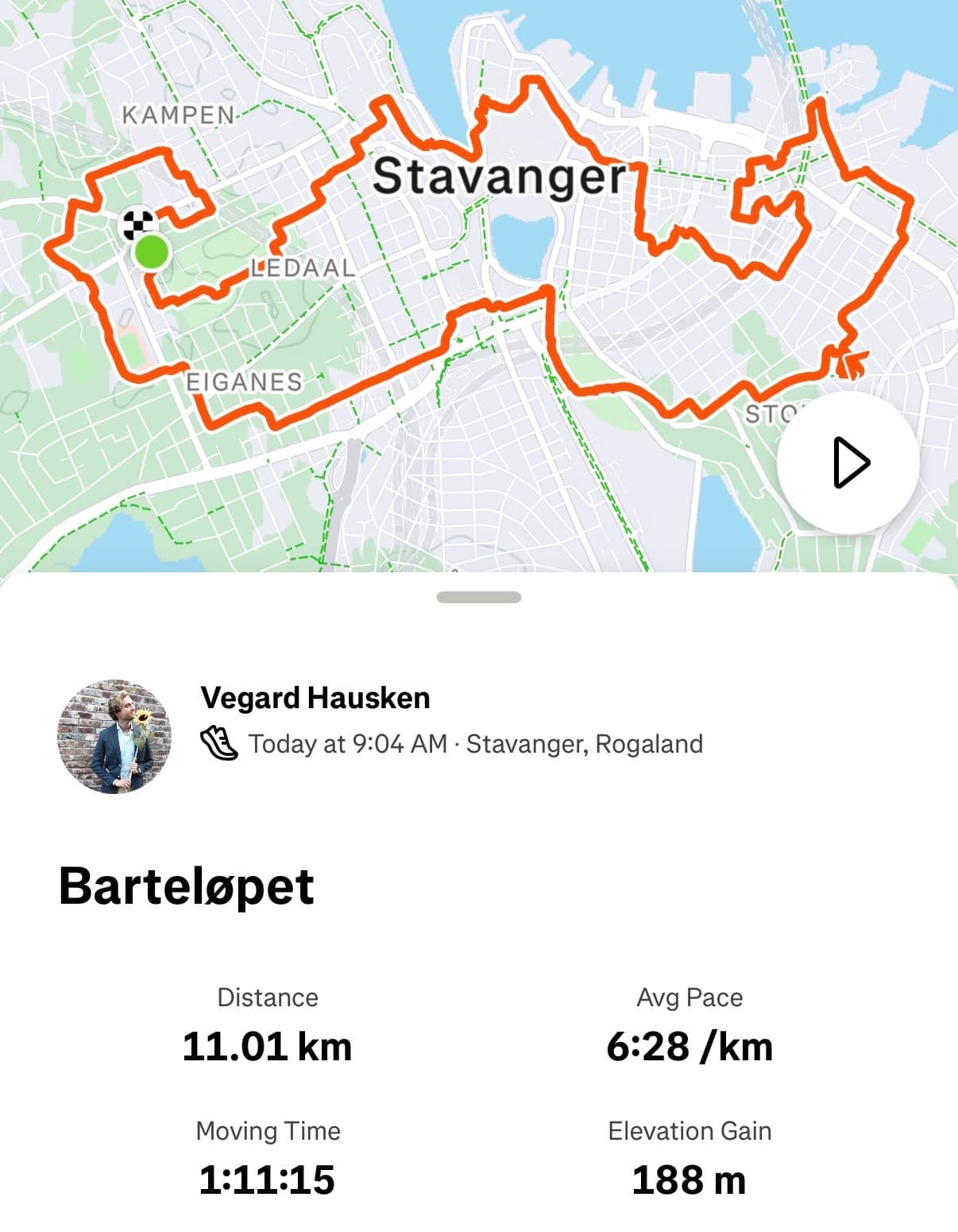 Vegard Hauskens løp