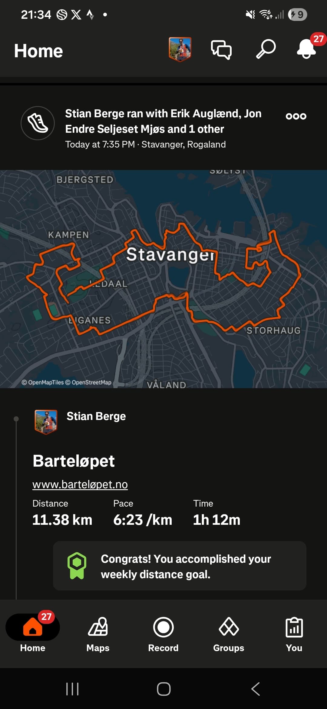 Stian Berges løp